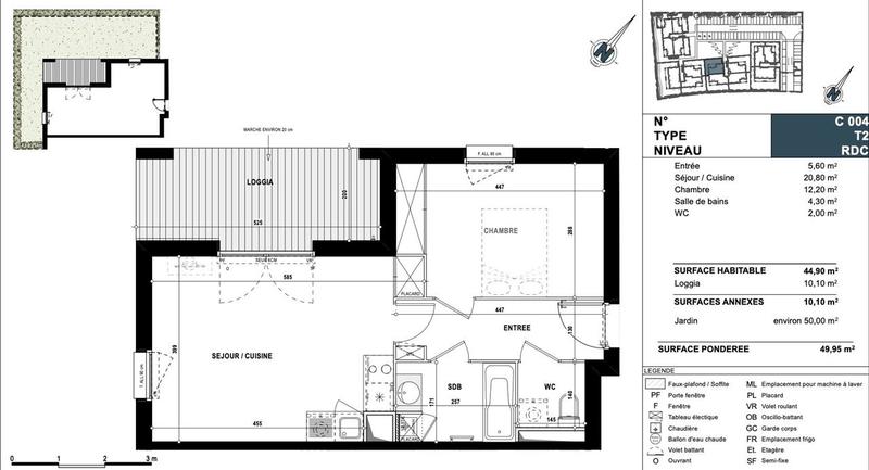 Appartement - 45 m² - 2 pièces