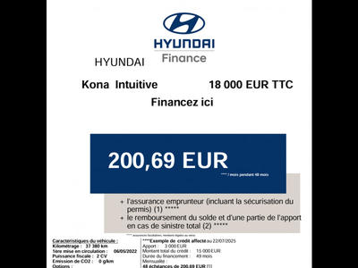 Hyundai Kona Electrique 39 kWh - 136 ch Intuitive