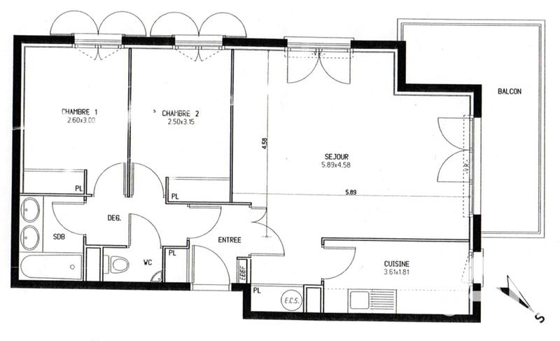 Appartement - 63 m² - 3 pièces