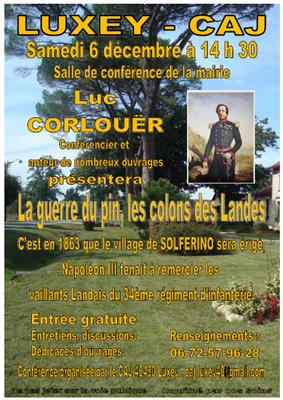 Conférence à Luxey sur &quot;La Guerre du Pin, les Colons des Landes&quot;