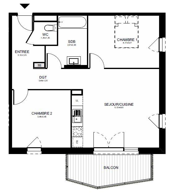 Appartement - 65 m² - 3 pièces