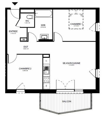 Appartement - 65 m² - 3 pièces