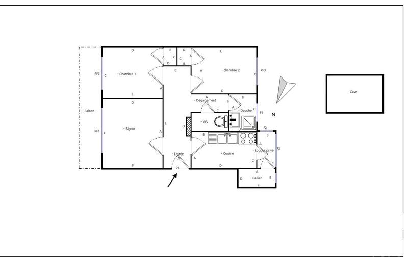 Appartement - 64 m² - 3 pièces