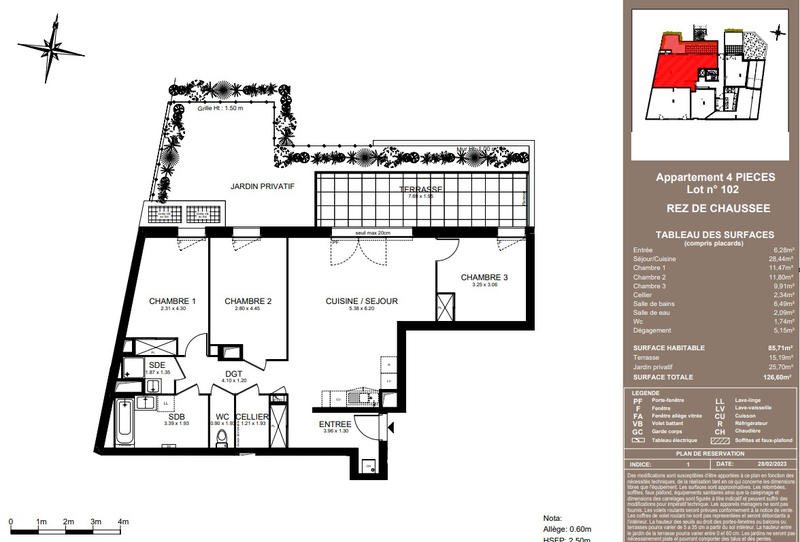 Appartement - 86 m² - 4 pièces