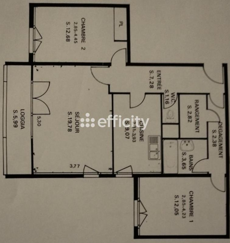 Appartement - 72 m² - 3 pièces