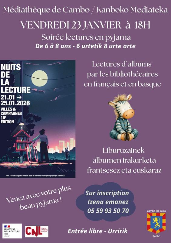 Soirée lectures en pyjma : lecture d'albums en français et en basque