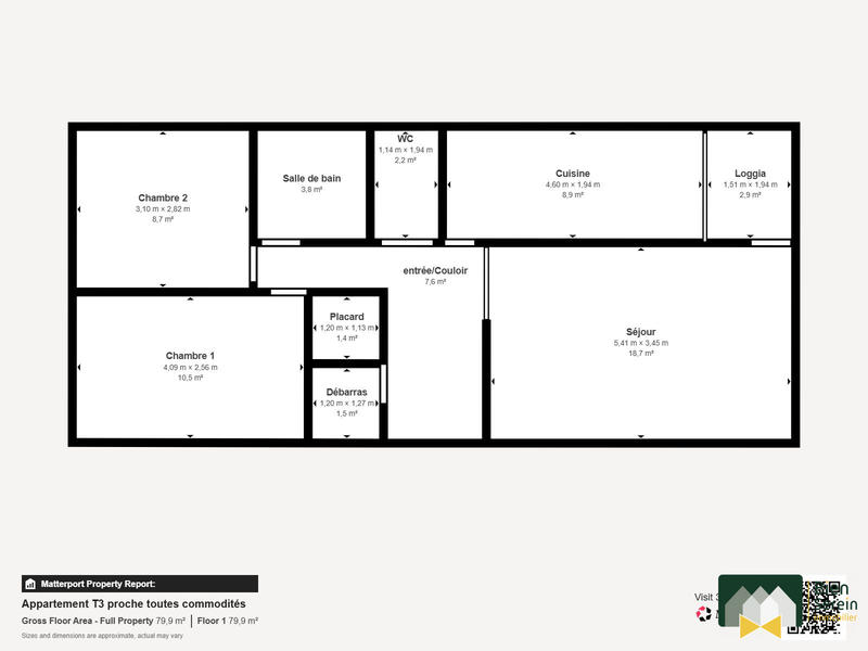 Appartement - 65 m² - 3 pièces