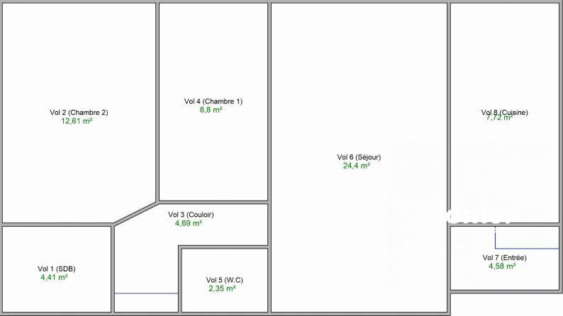 Appartement - 70 m² - 3 pièces