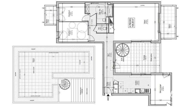 Appartement - 108 m² - 3 pièces