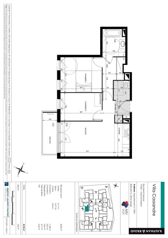 Appartement - 56 m² - 3 pièces