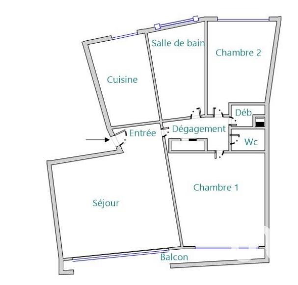 Appartement - 70 m² - 3 pièces