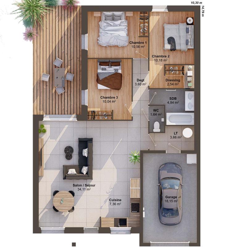 Maison - 88 m² - 5 pièces