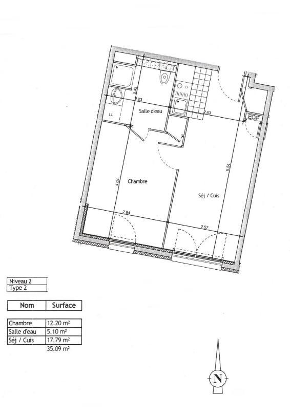 Appartement - 35 m² - 2 pièces