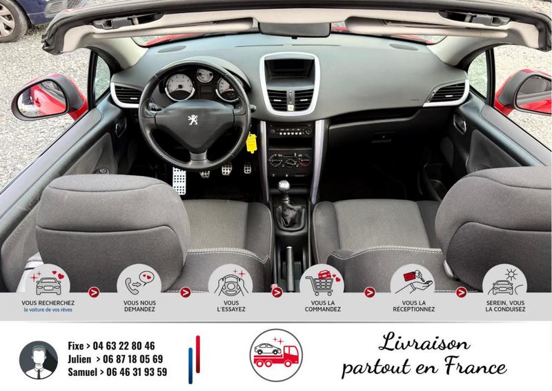 Peugeot 207 Cc 1.6 Vti 120Cv Red Color *107.000km*Véhicule sous Garantie 6 Mois*Kit de Distribution Ok*Dernier entretien et Ct Ok*Climatisation Bi-Zone*Autoradio*Vitres électriques*Abs*Esp