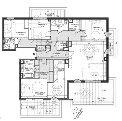 Appartement - 157 m² - 5 pièces
