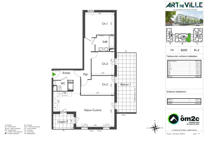 Appartement - 79 m² - 3 pièces
