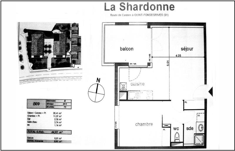 Appartement - 45 m² - 2 pièces