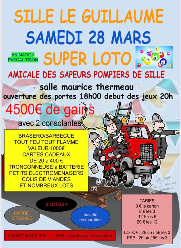 Super loto de l'Amicale des sapeurs-pompiers de Sillé