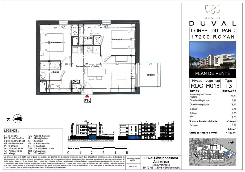 Appartement - 44 m² - 3 pièces