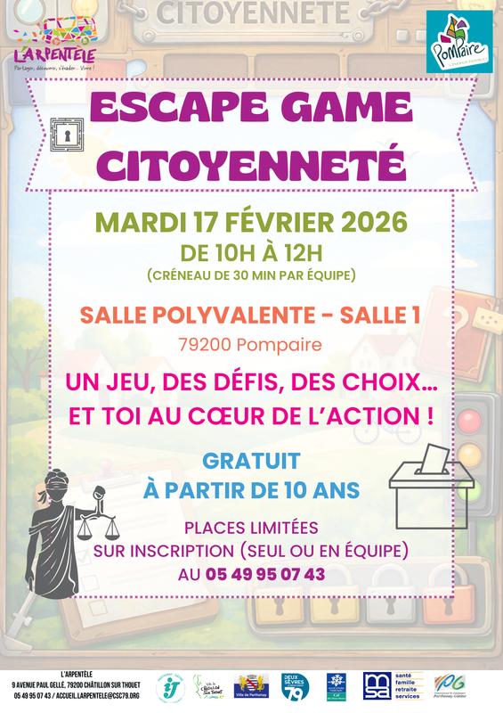 Escape game citoyenneté à Pompaire