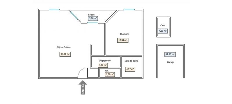 Appartement - 51 m² - 2 pièces