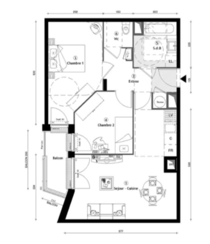 Appartement - 59 m² - 3 pièces