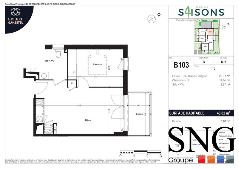 Appartement - 41 m² - 2 pièces