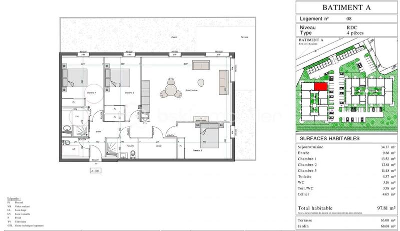 Appartement - 97 m² - 4 pièces