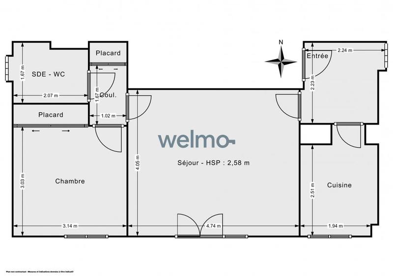 Appartement - 45 m² - 2 pièces