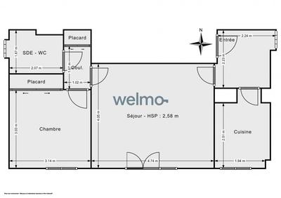 Appartement - 45 m² - 2 pièces