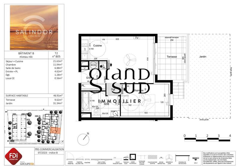Appartement - 46 m² - 2 pièces