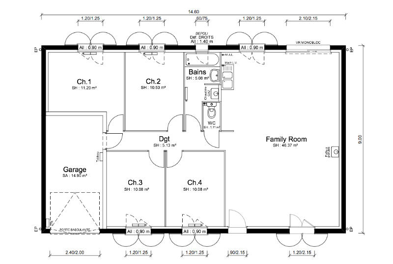 Maison - 100 m² - 5 pièces