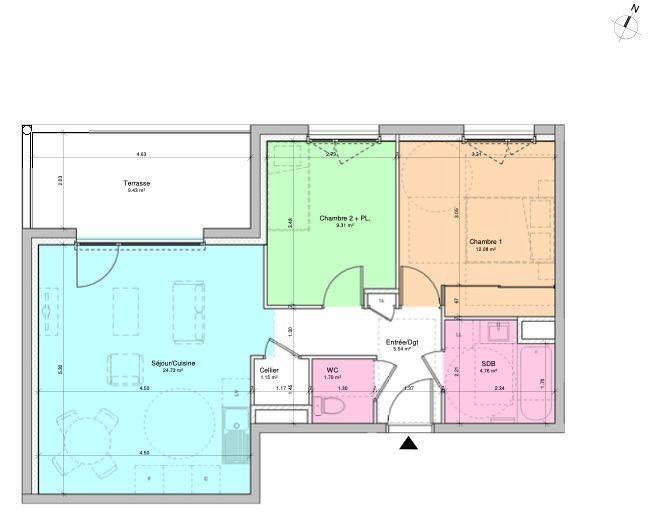 Appartement - 59 m² - 3 pièces