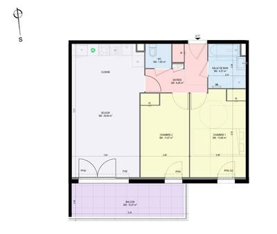 Appartement - 65 m² - 3 pièces