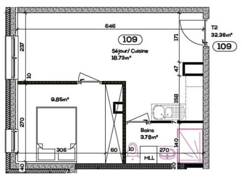 Appartement - 32 m² - 2 pièces
