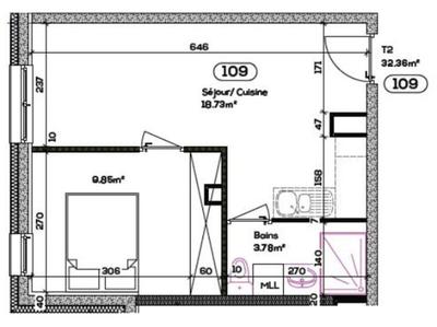 Appartement - 32 m² - 2 pièces