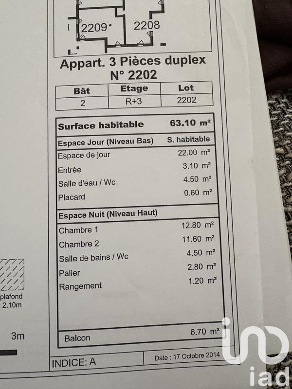 Appartement - 63 m² - 3 pièces