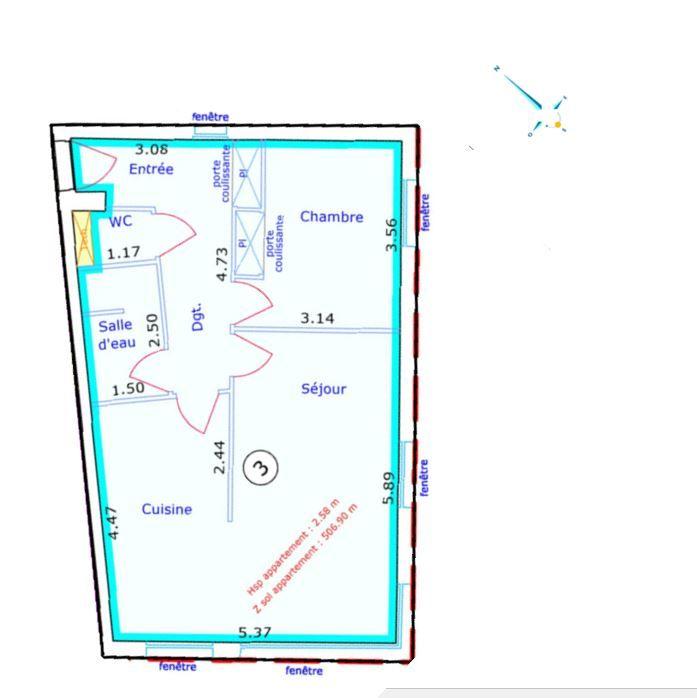 Appartement - 53 m² - 2 pièces