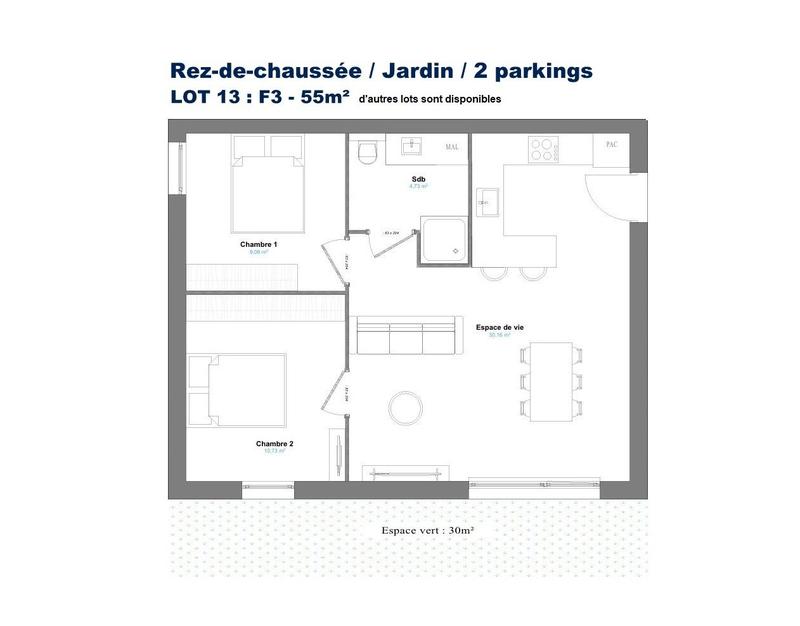 Appartement - 55 m² - 3 pièces