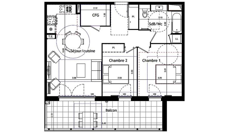 Appartement - 63 m² - 3 pièces