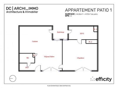 Appartement - 47 m² - 2 pièces