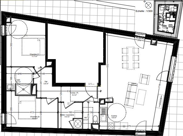 Appartement - 80 m² - 3 pièces