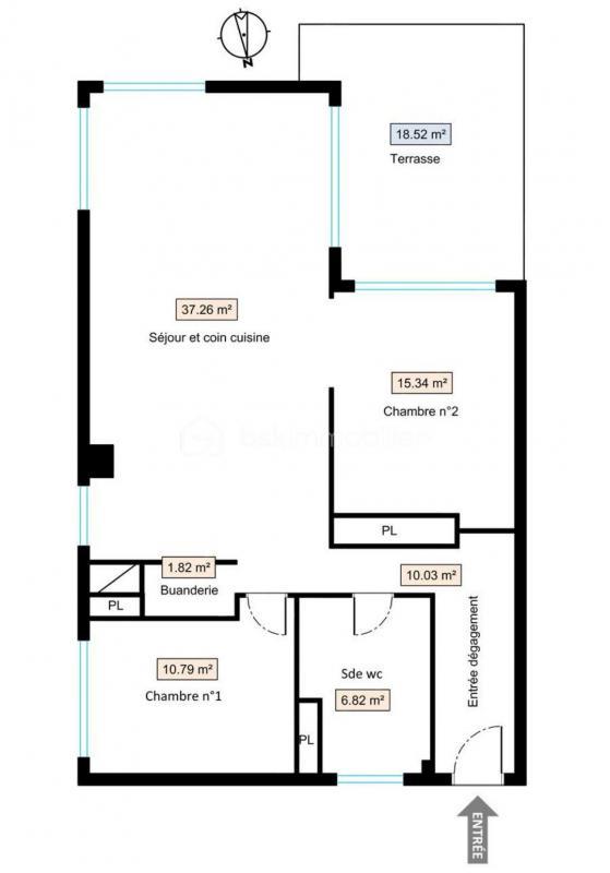 Appartement - 82 m² - 3 pièces