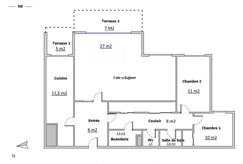 Appartement - 82 m² - 3 pièces