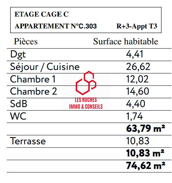 Appartement - 64 m² - 3 pièces