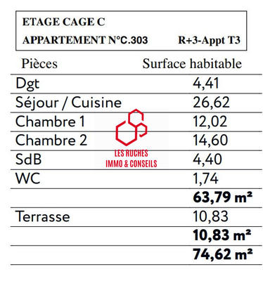 Appartement - 64 m² - 3 pièces