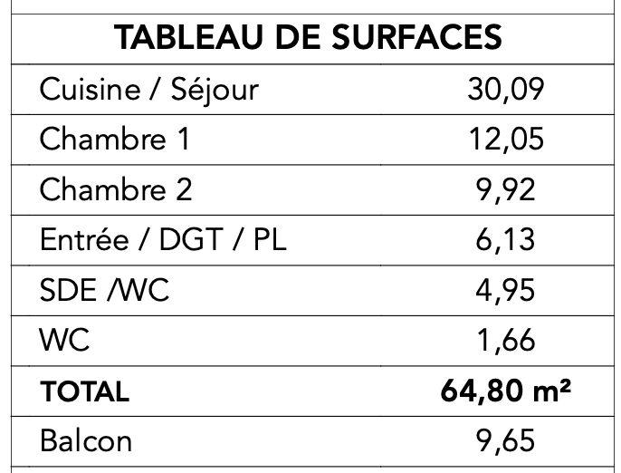 Appartement - 65 m² - 3 pièces