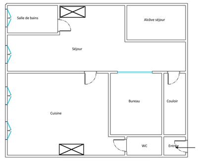 Appartement - 61 m² - 2 pièces