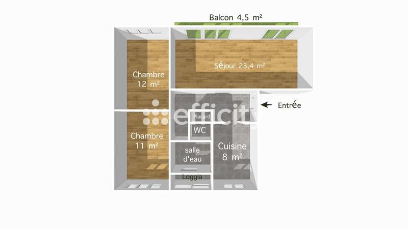 Appartement - 65 m² - 4 pièces