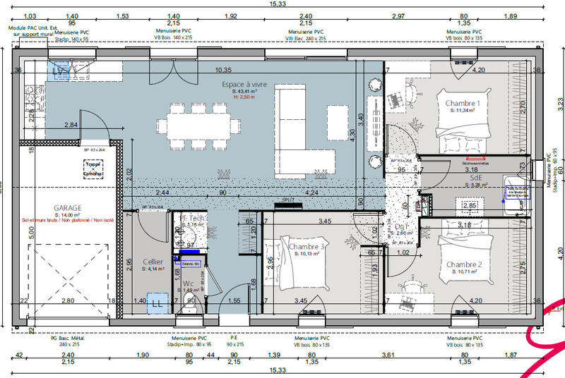 Maison - 90 m² - 5 pièces